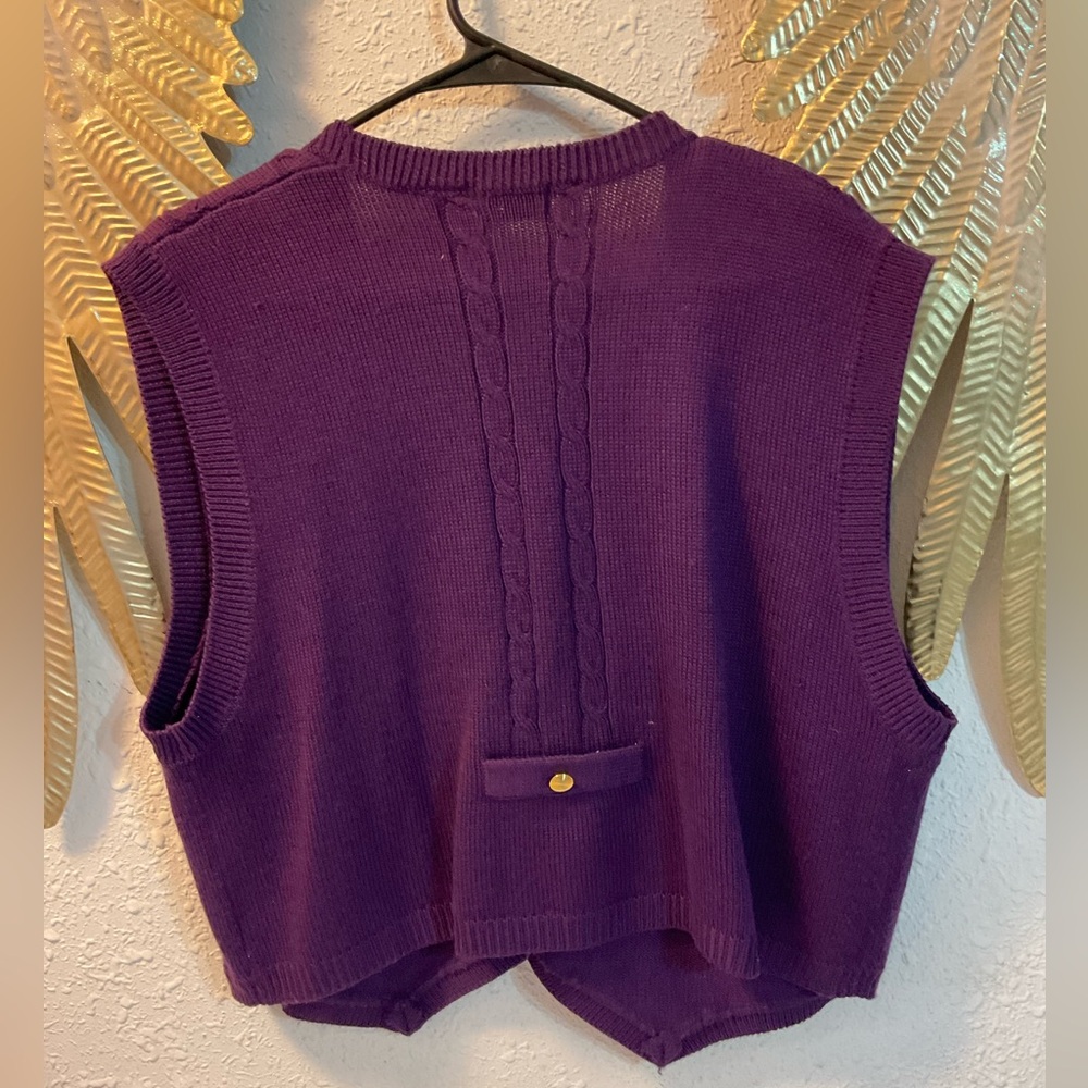 Vintage Wool Blend Knit Sweater Vest V-neck Button Front - Picture 4 of 4